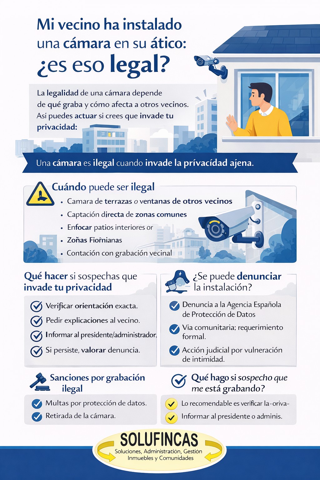 Puede un vecino instalar una cámara de seguridad en su ático