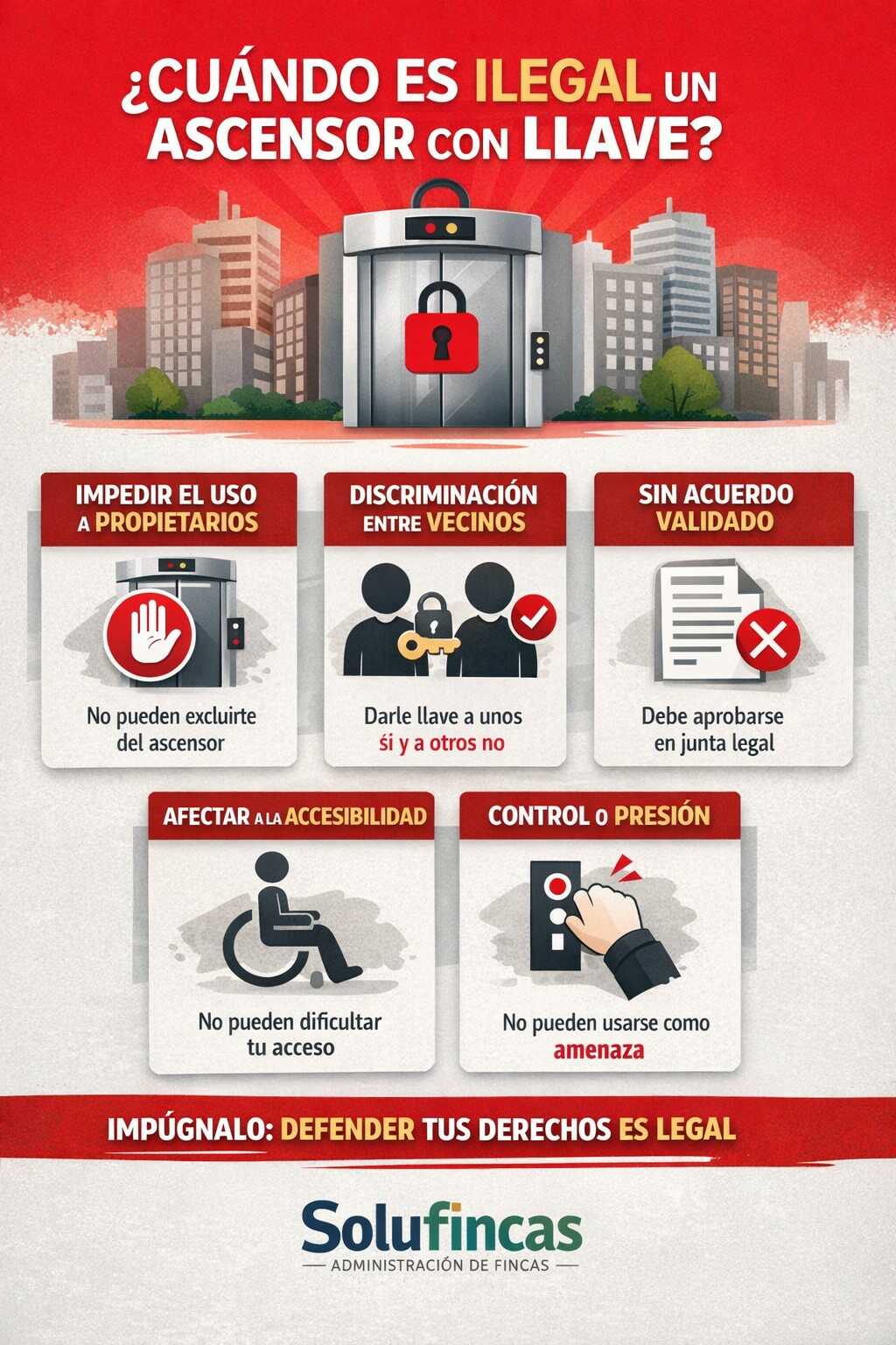 Cuándo es ilegal un ascensor con llave