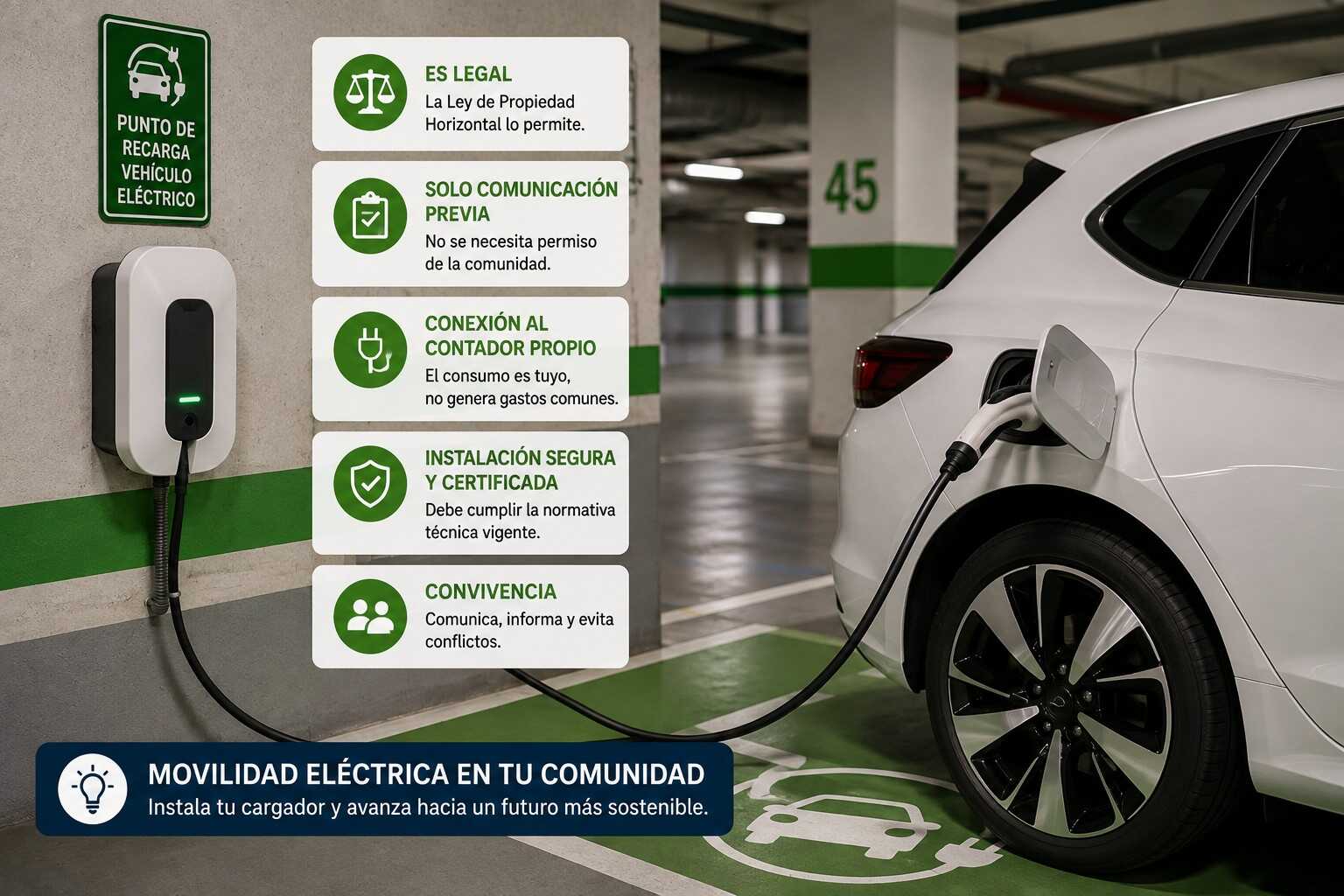 ¿Tienes un coche eléctrico y quieres instalar un cargador en tu garaje comunitario?